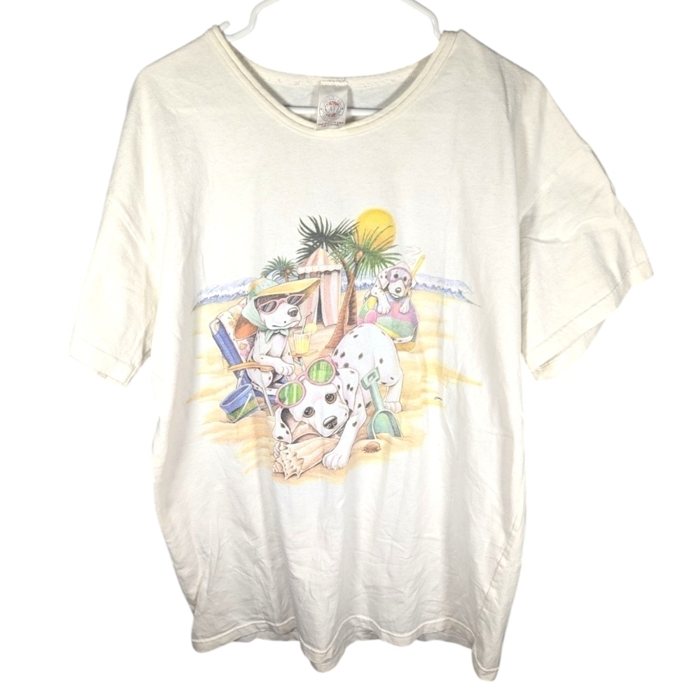 Vintage Katz One Size (M-L) Dalmation Beach Dog Funny AOP Nature Graphic Shirt